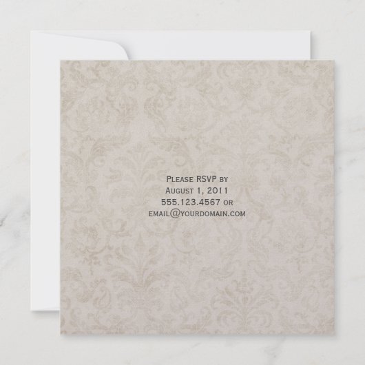 ヴィンテージラベンダーパープルアイボリーフローラポスト結婚ズ 招待状 (裏面)