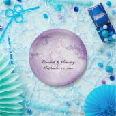 ヴィンテージラベンダーパープルス結婚クルリーフ ペーパープレート (パーティー)