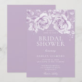 ヴィンテージラベンダーパープルバラエレガントブライダルシャワー 招待状 (正面/裏面)