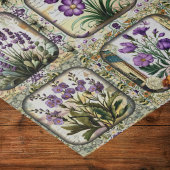 ヴィンテージラベンダーパープルフラワーズボタニカルモザイク 薄葉紙