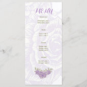 ヴィンテージラベンダーパープル結婚バラのメニューカード メニュー (裏面)