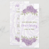 ヴィンテージラベンダーパープル結婚バラのメニューカード メニュー (正面/裏面)