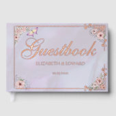 ヴィンテージラベンダーピ結婚オニーのフォイルのゲストブック ゲストブック (正面)