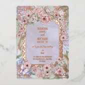 ヴィンテージラベンダーピ結婚オニーの箔招待状 箔招待状 (正面)