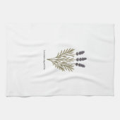 ヴィンテージラベンダーフラワーイラストレーション キッチンタオル (横)