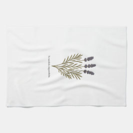 ヴィンテージラベンダーフラワーイラストレーション キッチンタオル