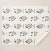 ヴィンテージラベンダーフラワーイラストレーション シェルパブランケット (正面(横))