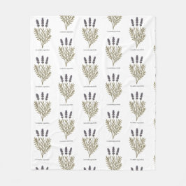 ヴィンテージラベンダーフラワーイラストレーション フリースブランケット