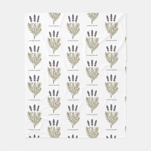 ヴィンテージラベンダーフラワーイラストレーション フリースブランケット (正面)