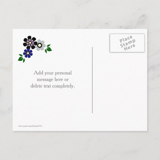 ヴィンテージラベンダーフラワーウェディング日付を保存 案内ポストカード (裏面)