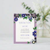 ヴィンテージラベンダーフラワーウェディング日付を保存 案内ポストカード (スタンド正面)