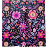 ヴィンテージラベンダーフラワーシャビーシックフローラ シャワーカーテン (正面)