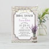 ヴィンテージラベンダーフローラジャーエレガントブライダルシャワー 招待状 (スタンド正面)