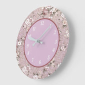 ヴィンテージラベンダーフローラデザイン ラージ壁時計 (傾斜)