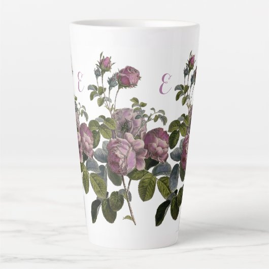 ヴィンテージラベンダーフローララージホワイトラテマグ カフェラテマグ (正面)