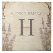 ヴィンテージラベンダーラスチックファームハウスファミリーイニシャル タイル (正面)