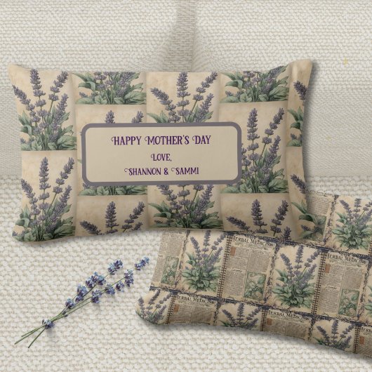 ヴィンテージラベンダー植物訛り ランバークッション