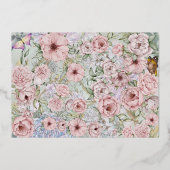 ヴィンテージラベンダー牡丹フォイル日付カードを保存 箔招待状 (裏面)