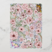 ヴィンテージラベンダー牡丹ブライダルシャワー茶パーティー 箔招待状 (裏面)