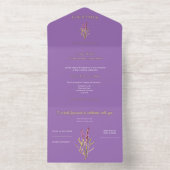 ヴィンテージラベンダー – 金ゴールド箔 オールインワン招待状 (内側)