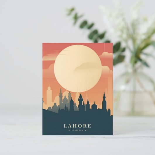 ヴィンテージラホールパキスタンバドシャイ旅行水の色 ポストカード (スタンド正面)