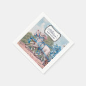 ヴィンテージラマが青いリボンを着て赤ちゃんシャワー スタンダードカクテルナプキン (角)