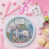 ヴィンテージラマが青いリボンを着て赤ちゃんシャワー ペーパープレート (パーティー)