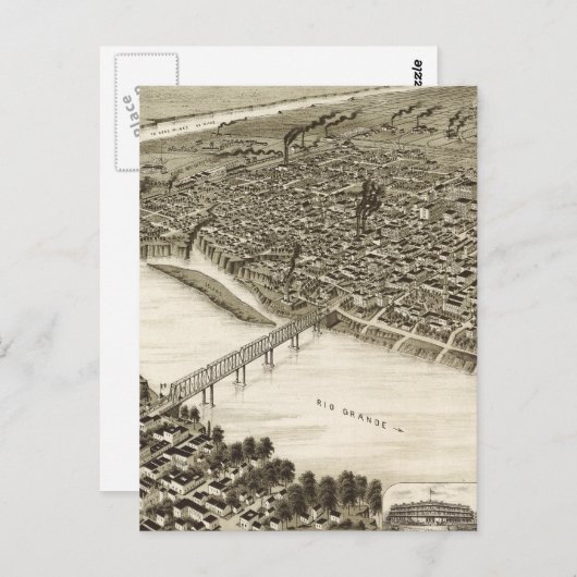 ヴィンテージラレドテキサス州の絵図(1892) ポストカード (正面/裏面)
