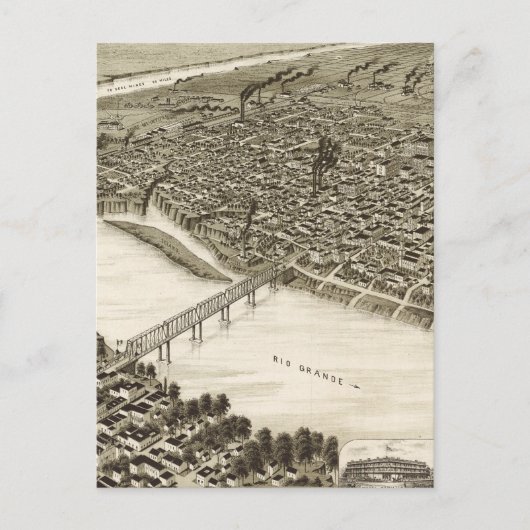 ヴィンテージラレドテキサス州の絵図(1892) ポストカード (正面)