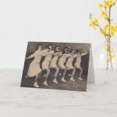 ヴィンテージランジング女性フェンサーのノートカード カード (黄色い花)