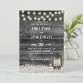 ヴィンテージランタンとベイビーズブレスの花を飾ったバーンウェディング 招待状 (スタンド正面)