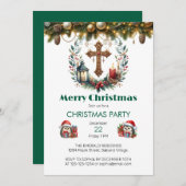 ヴィンテージランタンクロスクリスマス 招待状 (正面/裏面)