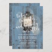 ヴィンテージランタンダスティブルーウッドリハーサルディナー 招待状 (正面/裏面)