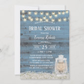 ヴィンテージランタンダスティブルーバーンウッドブライダルシャワー 招待状 (正面)