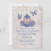 ヴィンテージランタンバタフライ素朴結婚と花 招待状 (正面)