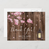 ヴィンテージランタンピンクフローラ結婚の感謝 ポストカード (正面/裏面)