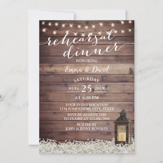 ヴィンテージランタンベビーの息のフローラリハーサル 招待状 (正面)