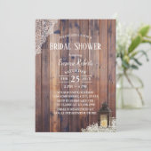 ヴィンテージランタンベビーズブレス素朴ブライダルシャワー 招待状 (スタンド正面)
