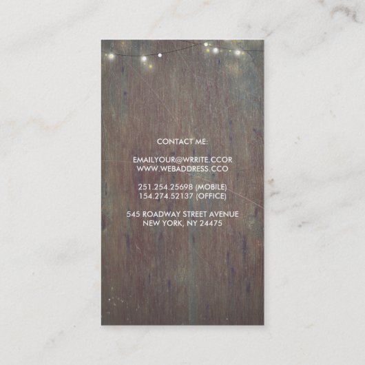 ヴィンテージランタン素朴とバーンウッドカントリー 名刺 (裏面)