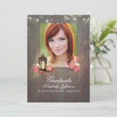 ヴィンテージランタン素朴と木製写真卒業 招待状 (スタンド正面)