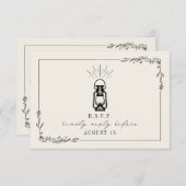 ヴィンテージランタン素朴ウェディングRSVPカード 出欠カード (正面/裏面)