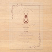 ヴィンテージランタン素朴フローラテラコッタ結婚ズ アクリル招待状 (正面)