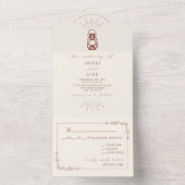 ヴィンテージランタン素朴フローラテラコッタ結婚ズA オールインワン招待状 (内側)