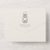 ヴィンテージランタン素朴フローラ結婚アメジスト オールインワン招待状 (裏面)