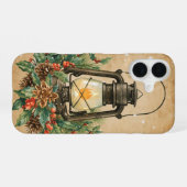 ヴィンテージランタン クリスマス ひいらぎ 松の木 ラスティック iPhone 16ケース (裏面横)