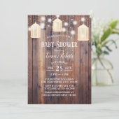 ヴィンテージランタン&ストリングライト赤素朴ちゃんシャワー 招待状 (スタンド正面)