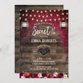 ヴィンテージランタ素朴ンオータムレッドフローラスウィート16 招待状 (正面/裏面)