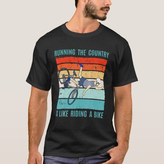 ヴィンテージランニングの国は自転車に乗っているようなものだ Tシャツ (正面)