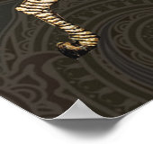 ヴィンテージランニングゼブラペイズリーデザイン ポスター (角)