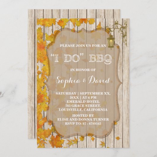ヴィンテージランプオールドウッド秋I do BBQ招待状 招待状 (正面/裏面)
